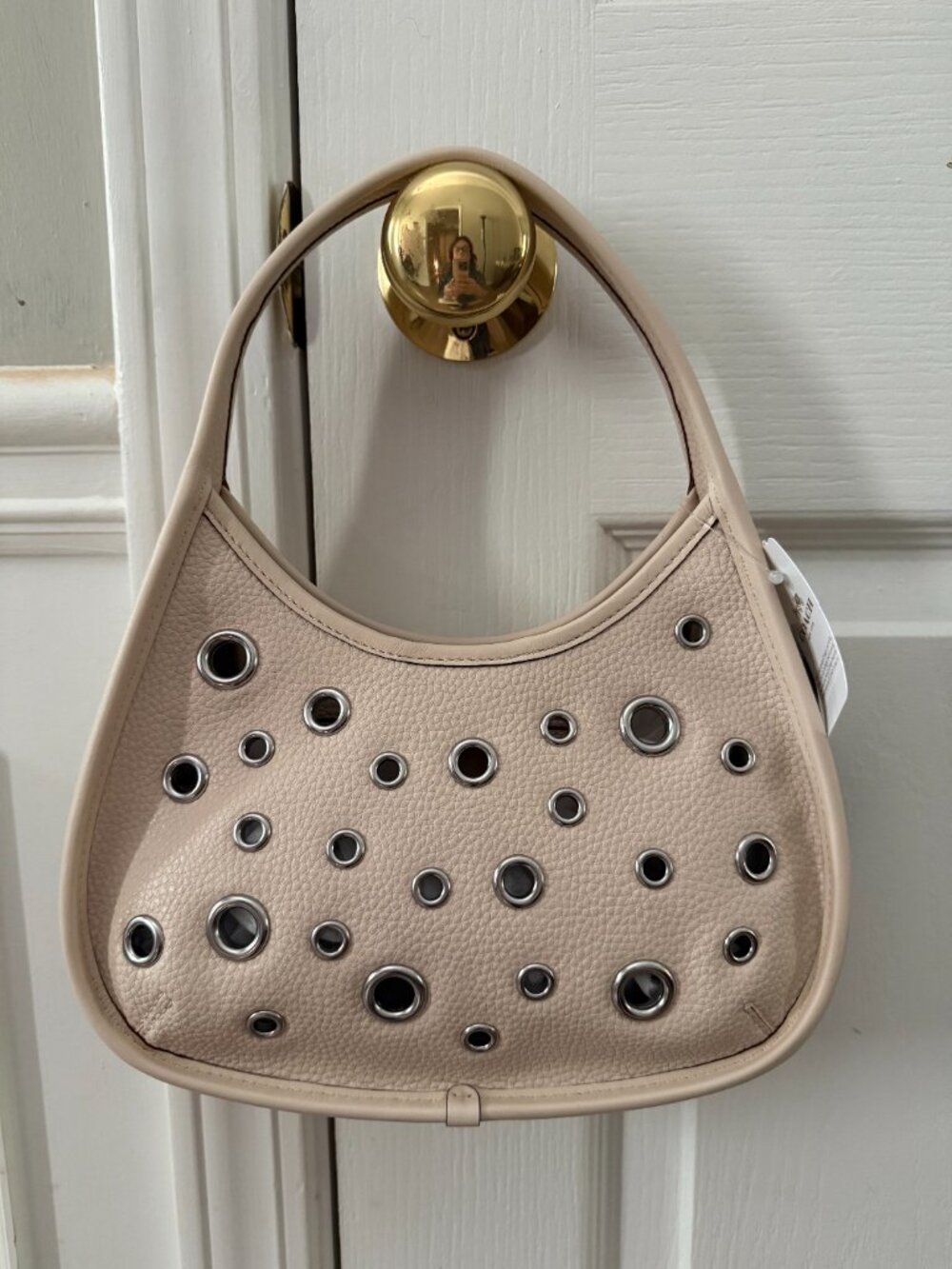 Coach Ergo Bag in Ivory Cloud Pebbled Coachtopia Leather with Grommets New